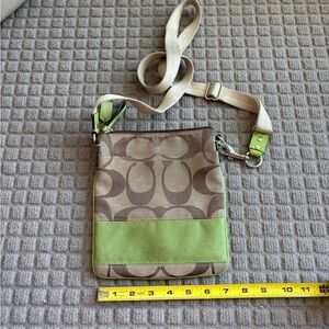 Coach Green and Tan Crossbody Bag